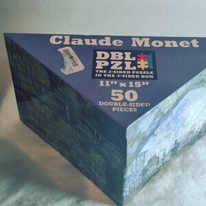 DBL PZL Claude Monet 50 pieces for family fun. VTG 2 puzzles in one! Unopened.